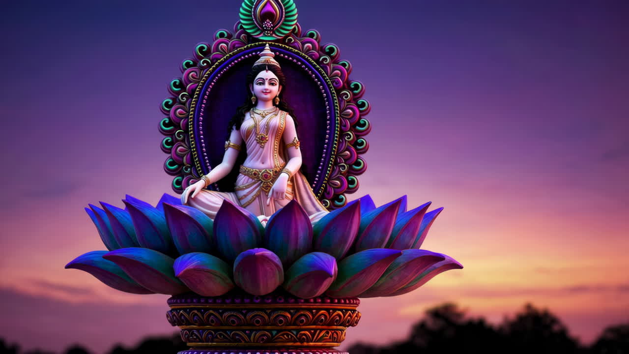 Hindu Goddess Statue on Lotus