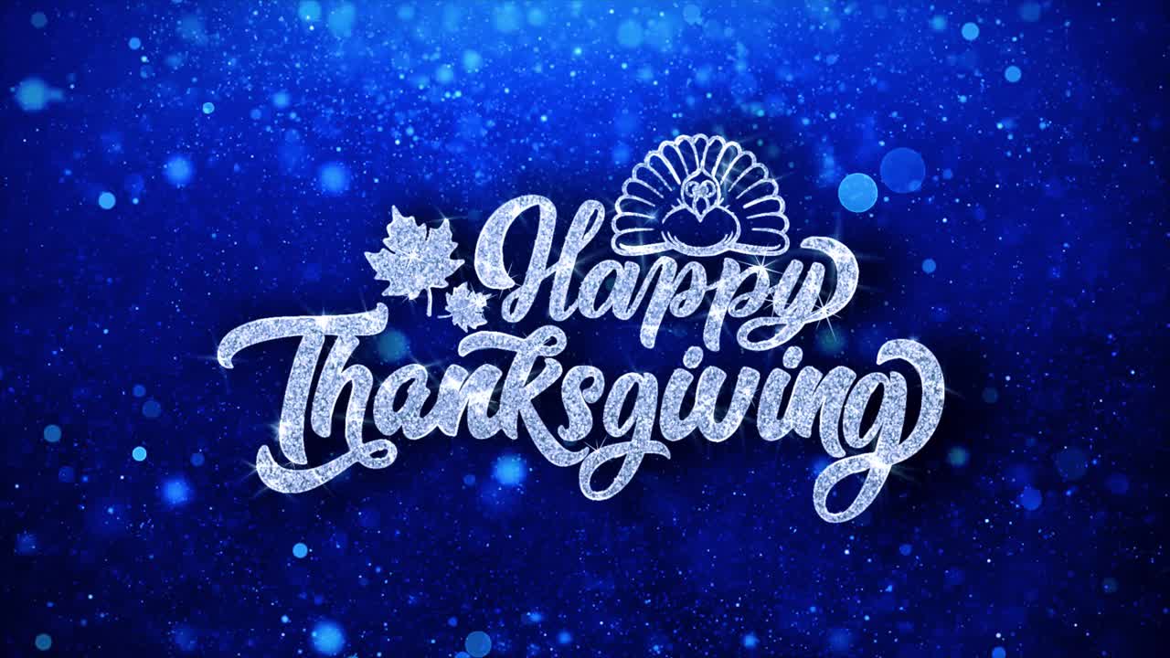 Immagine Biglietto d'Auguri Buon Ringraziamento con Effetto Glitter