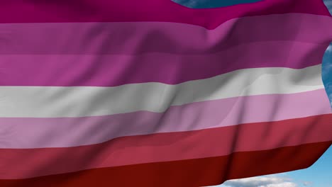 Lippenstift-Lesben-Pride-Flagge-Weht-Im-Wind