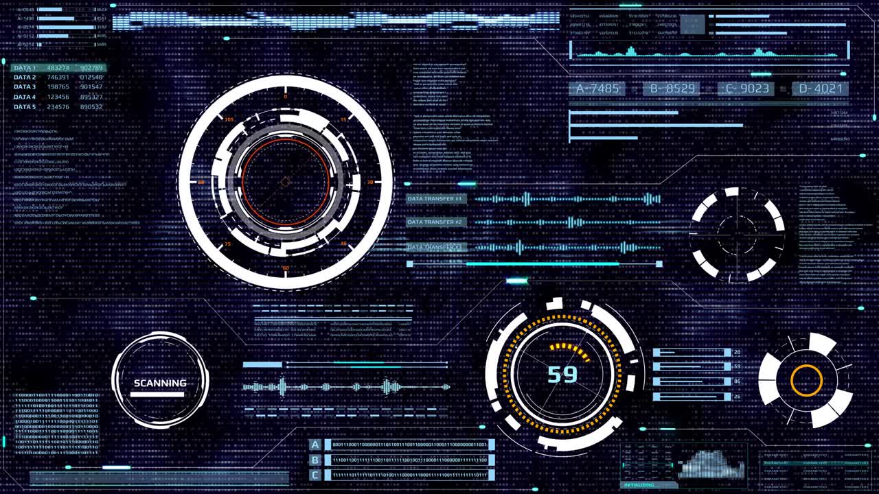 HUD Futuristic Spin Crosshair Gadget Data Transfer Motion Screen Display Panel