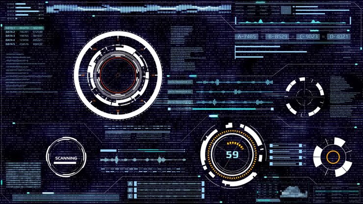 HUD Futuristic Spin Crosshair Gadget Data Transfer Motion Screen Display Panel