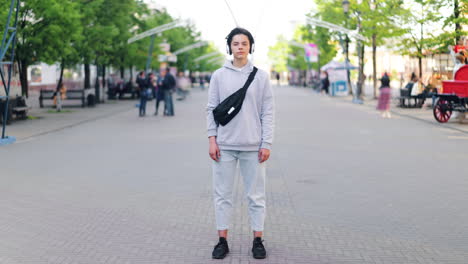 young person in a city street