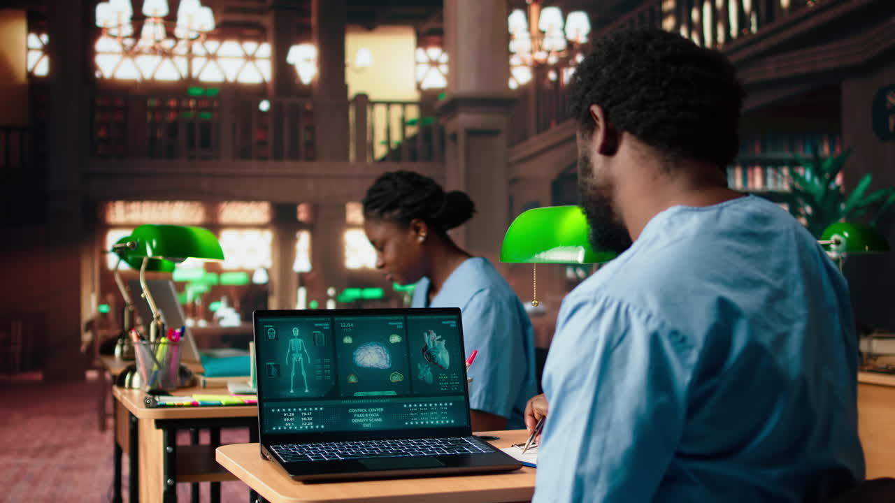Medical assistant student prepares for exams in the university library