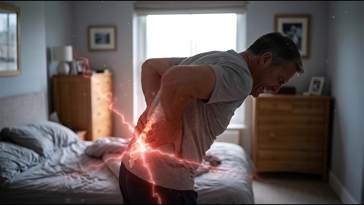 Man Suffering From Severe Lower Back Pain in Bedroom