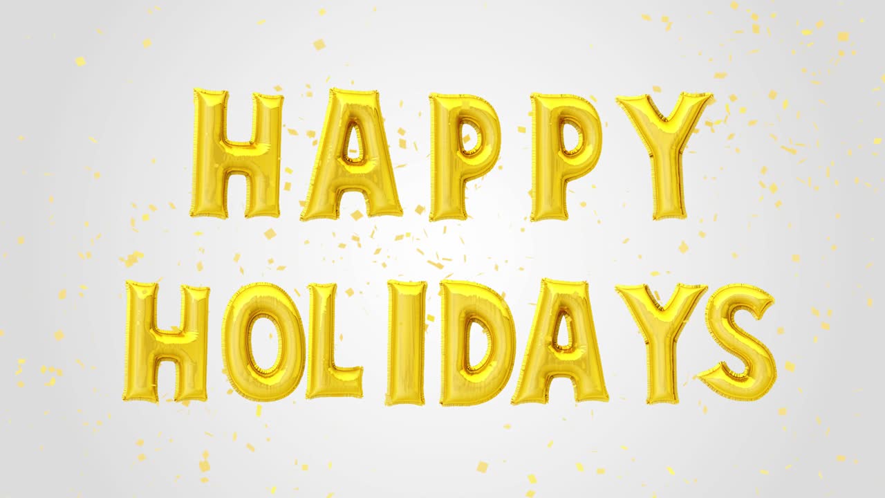 Happy holidays float amidst festive confettifilled background perfect for seasonal greetings holiday