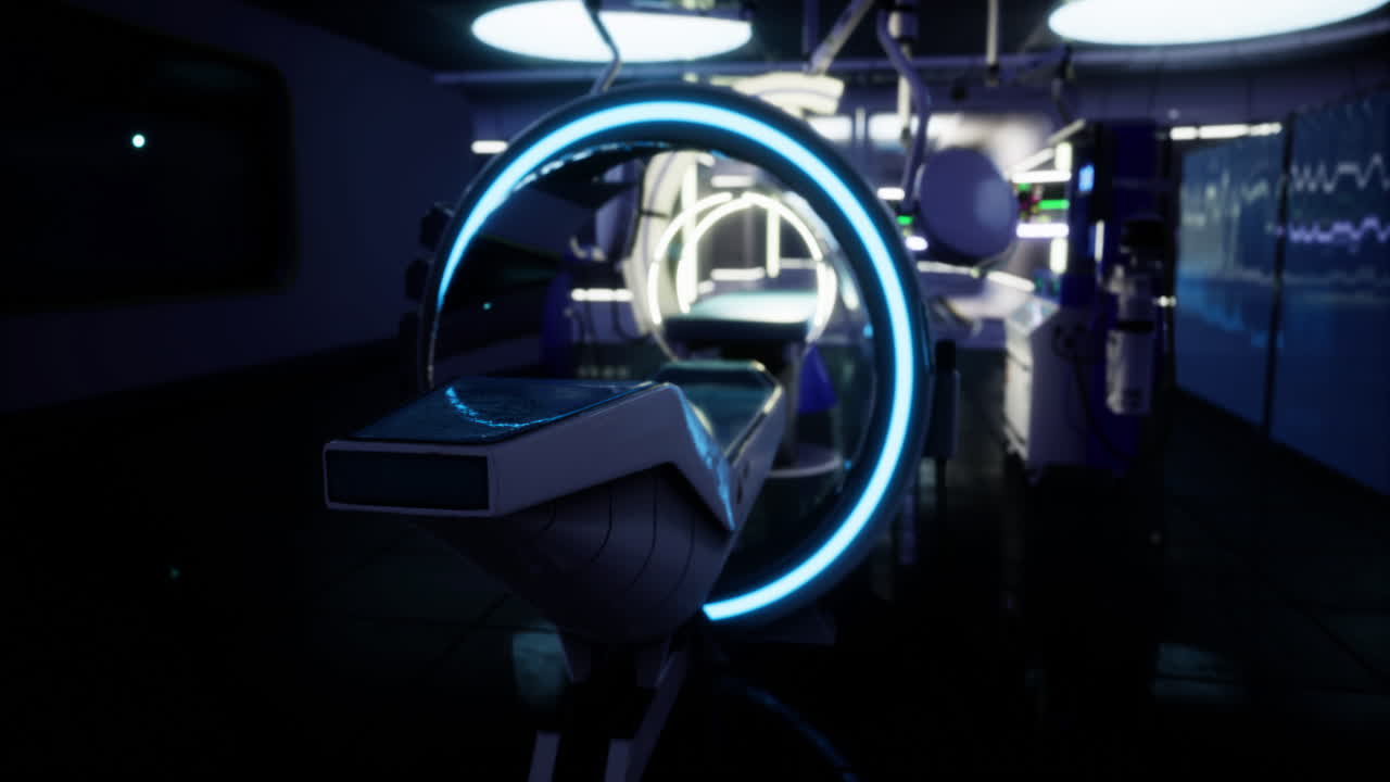 Advanced mri machine in a futuristic medical facility setup