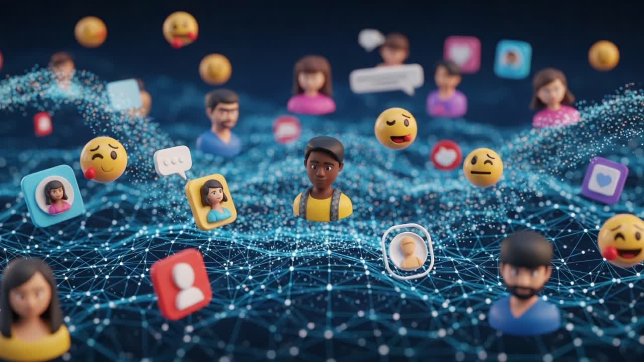 Exploring the Digital Social Network: A Journey Through 3D Representations of Emotion, Connectivity, and Interaction in a Virtual World