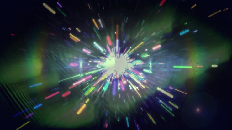 Animation of lights moving on colorful explosion background