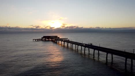 scenic relaxing golden hour sunrise over deal pier kent rising aerial view above landmark