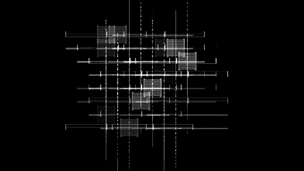 Animated Digital Grid with Moving Lines and Squares