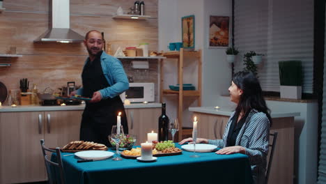 man preparing festive dinner