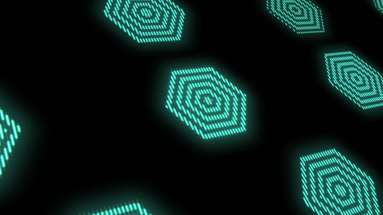 Pulsing neon hexagons pattern with led light in casino style