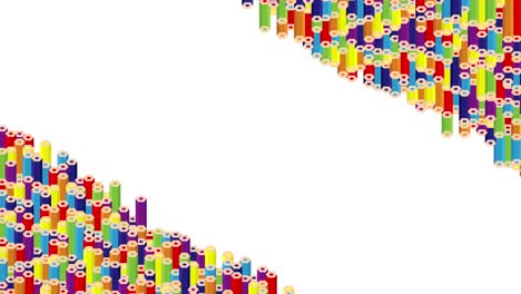 barra de lápiz 3d patrón de onda de baraje isométrico virtual, educación o diseño de concepto de papelería de negocios ilustración en fondo blanco animación de bucle sin costuras 4k, con espacio de copia