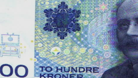 norwegian 200 krone banknote on green screen and close-up