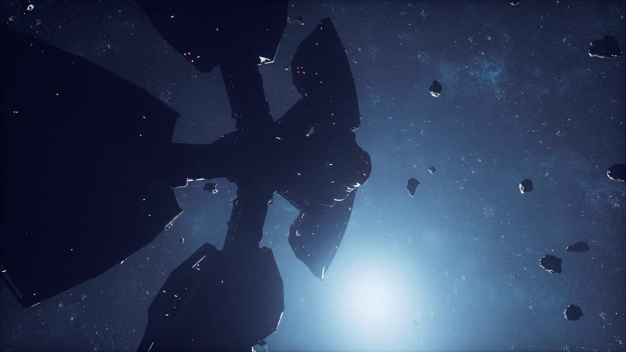 concepto futurista de una nave espacial en el universo oscuro