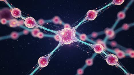 an intricate visualization of interconnected cells highlighting the complexity of cellular networks and the beauty of microscopic interactions in biological systems