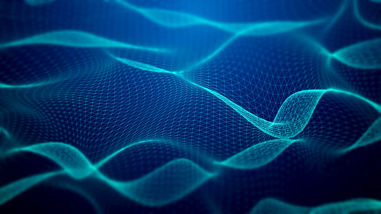 Dynamic wireframe wave mesh network abstract loop background