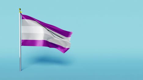 video de una bandera gris y sexual que fluye contra un fondo azul, animación en 3d