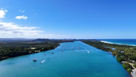 aerial view of boats on tweed river