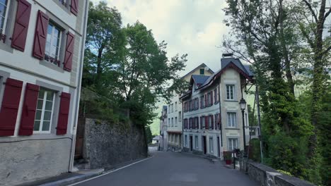 a picturesque street in the spa district of luz-saint-sauveur in the french pyrenees.