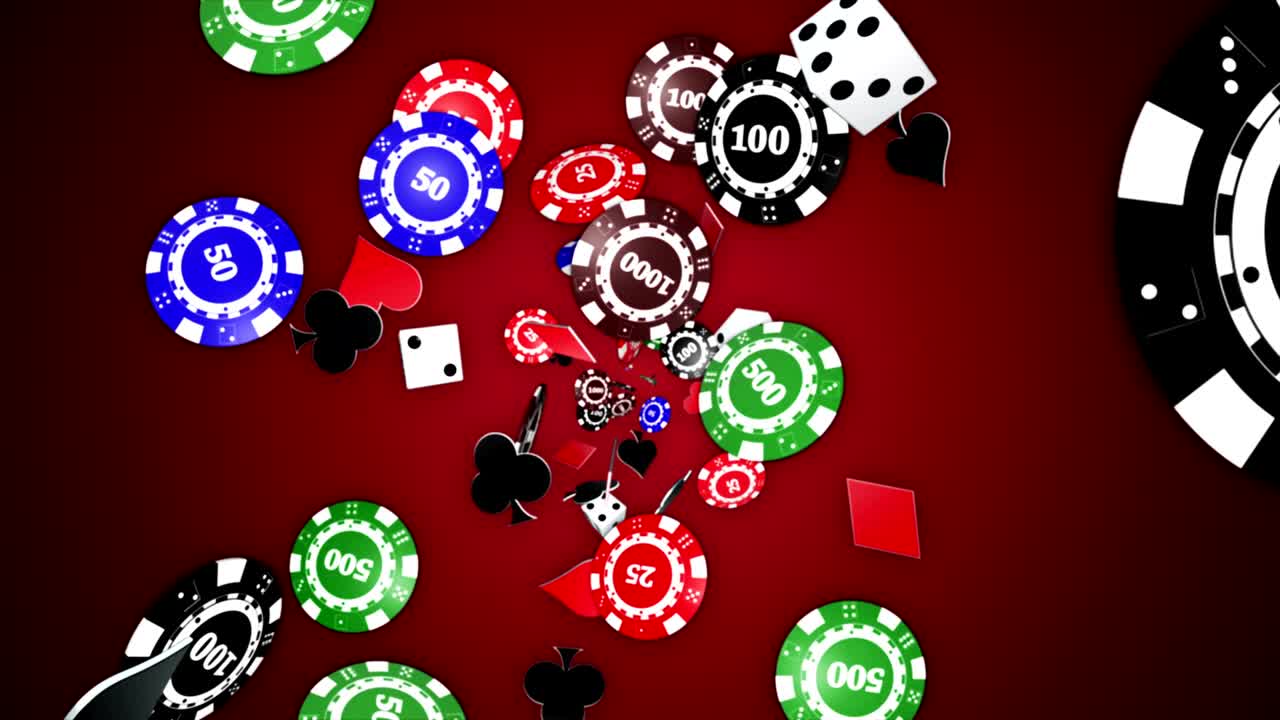 animación de chips de póquer, fondo, renderización y bucle