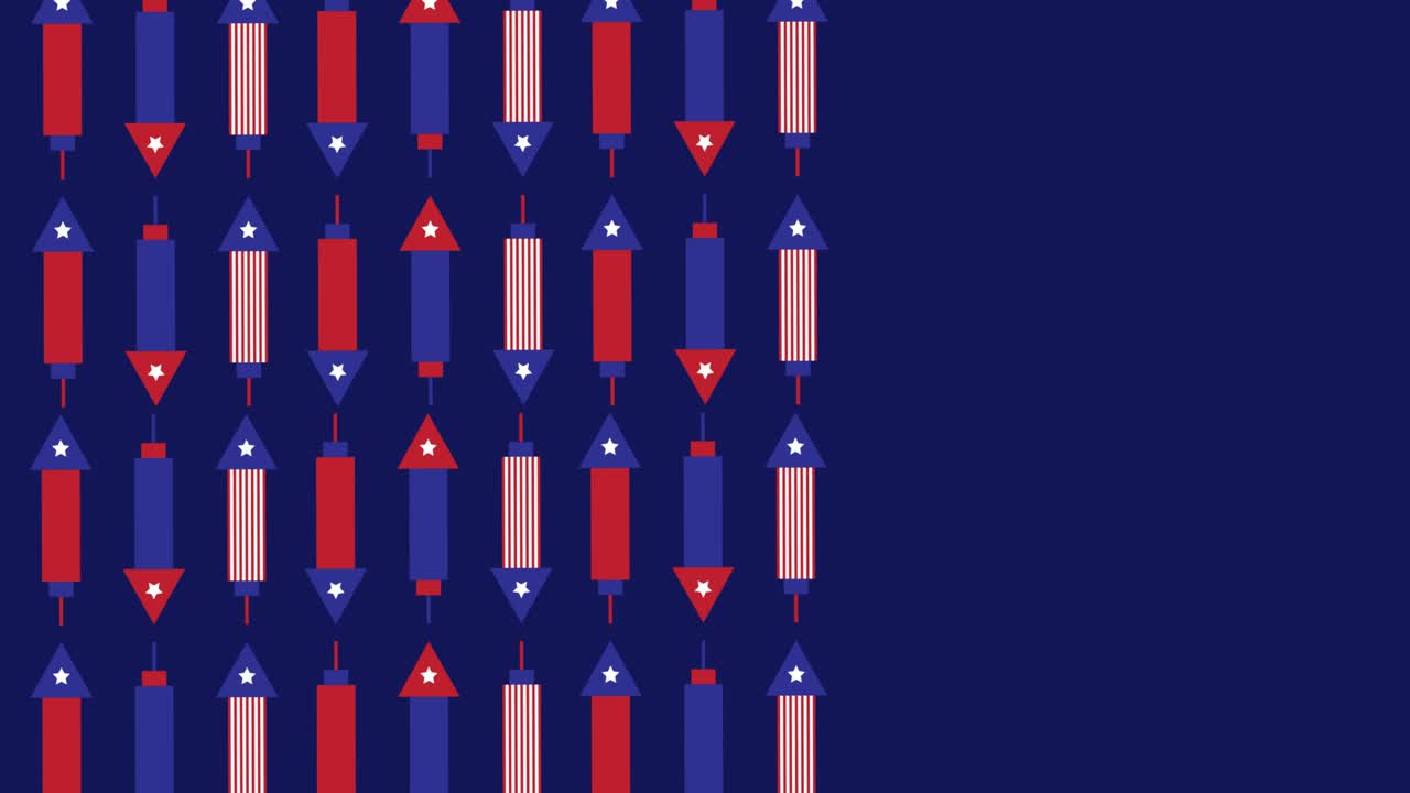 파란색 배경에 복사 공간과 함께 미국 국기 패턴의 애니메이션