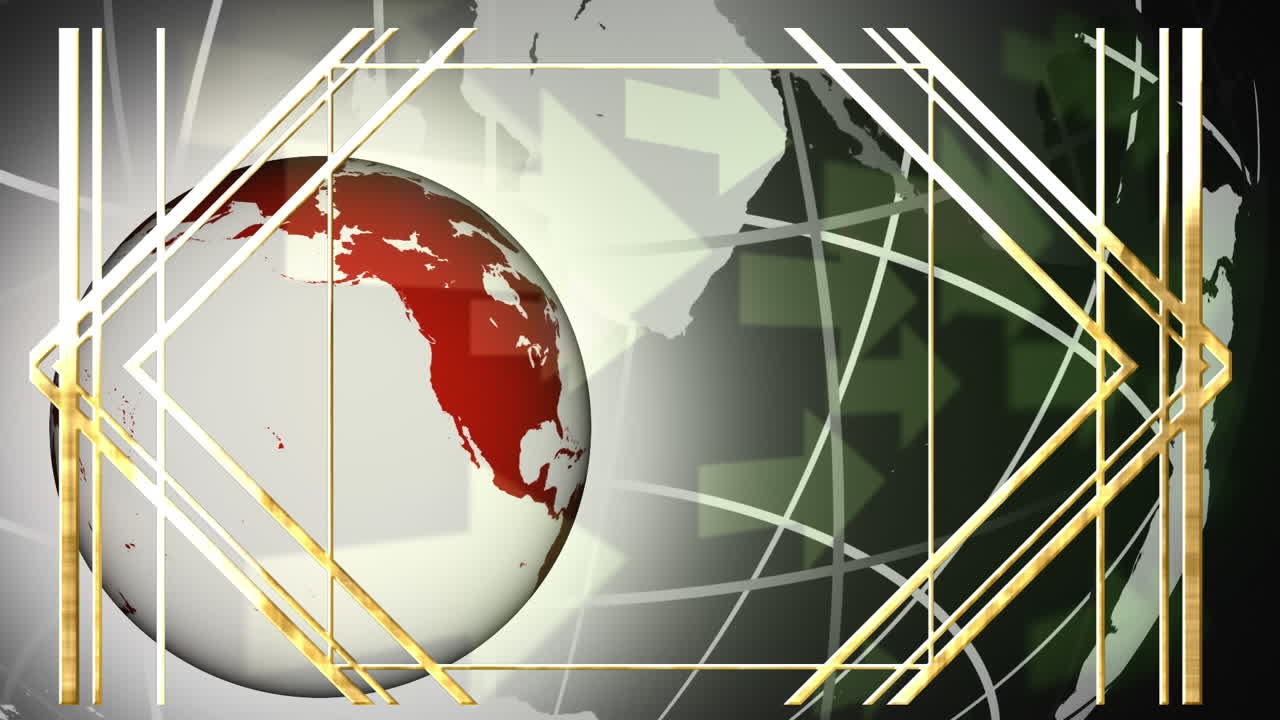 animación de formas doradas sobre el globo sobre fondo verde