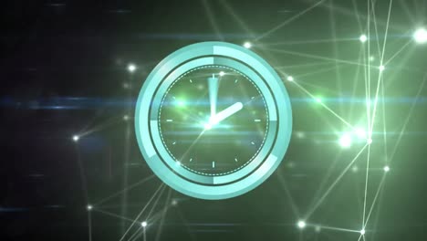 animación de la red de conexiones durante el reloj moviéndose rápidamente