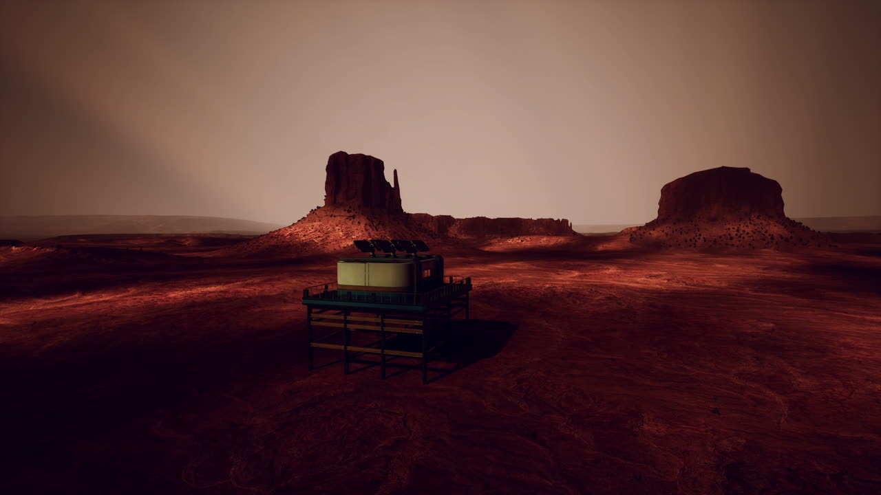 Futuristic Research Station on Mars: A Monument Valley-esque Landscape
