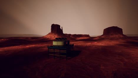 estación de investigación futurista en marte: un paisaje al estilo de un valle monumental