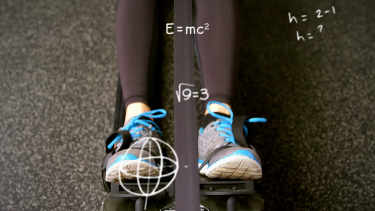 수학 방정식에 대한 소녀 운동.