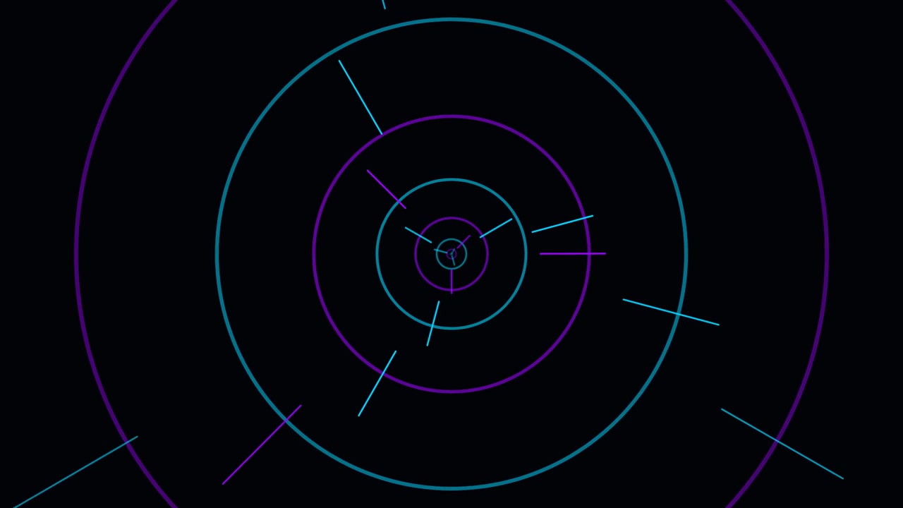 Abstract Motion Graphic of Concentric Circles and Rotating Lines