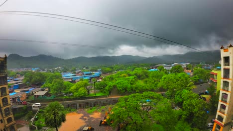 kashimira greenery hills on raining timelaps wide view in mumbai