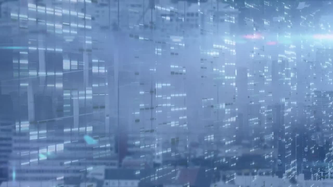 animación de puntos de luz sobre el paisaje urbano