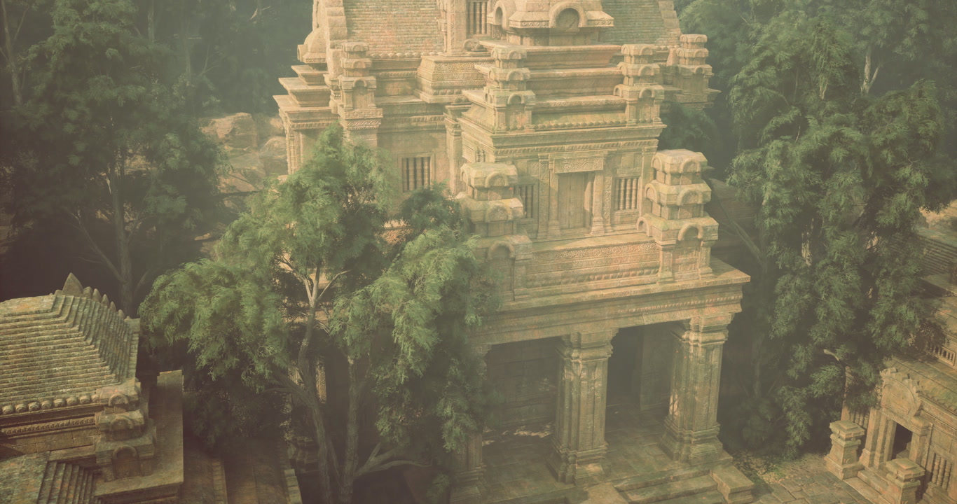 Exploring ancient temple ruins surrounded by lush jungle vegetation