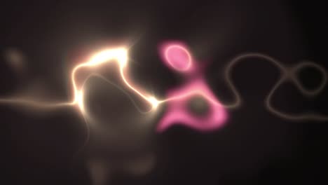 animación de círculos rosados digitales amarillos sobre un fondo negro.