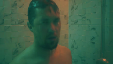 man in a shower