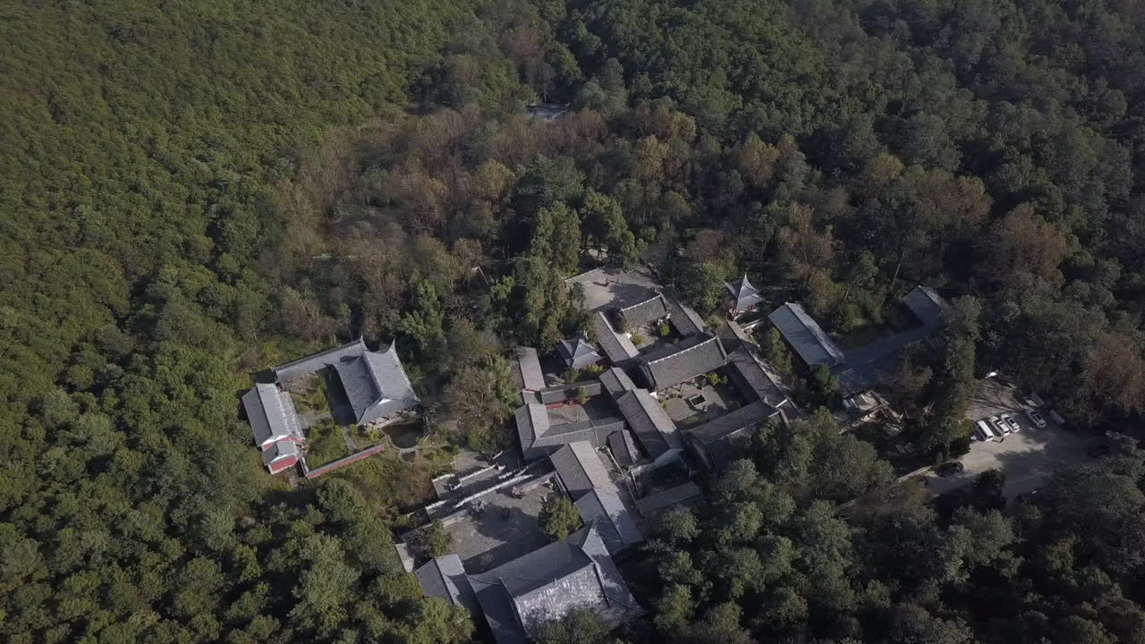 antena: templo de la escuela wu wei si kung fu, enclavado en un denso bosque de china