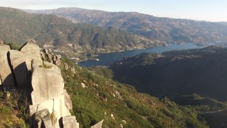 portuguese nature landscape with river aerial view