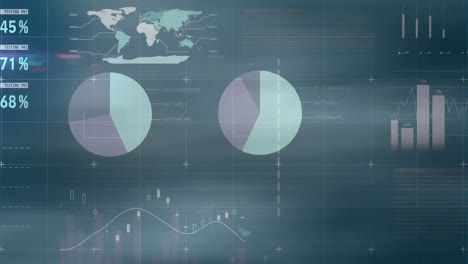 animación del procesamiento de datos financieros sobre un fondo gris
