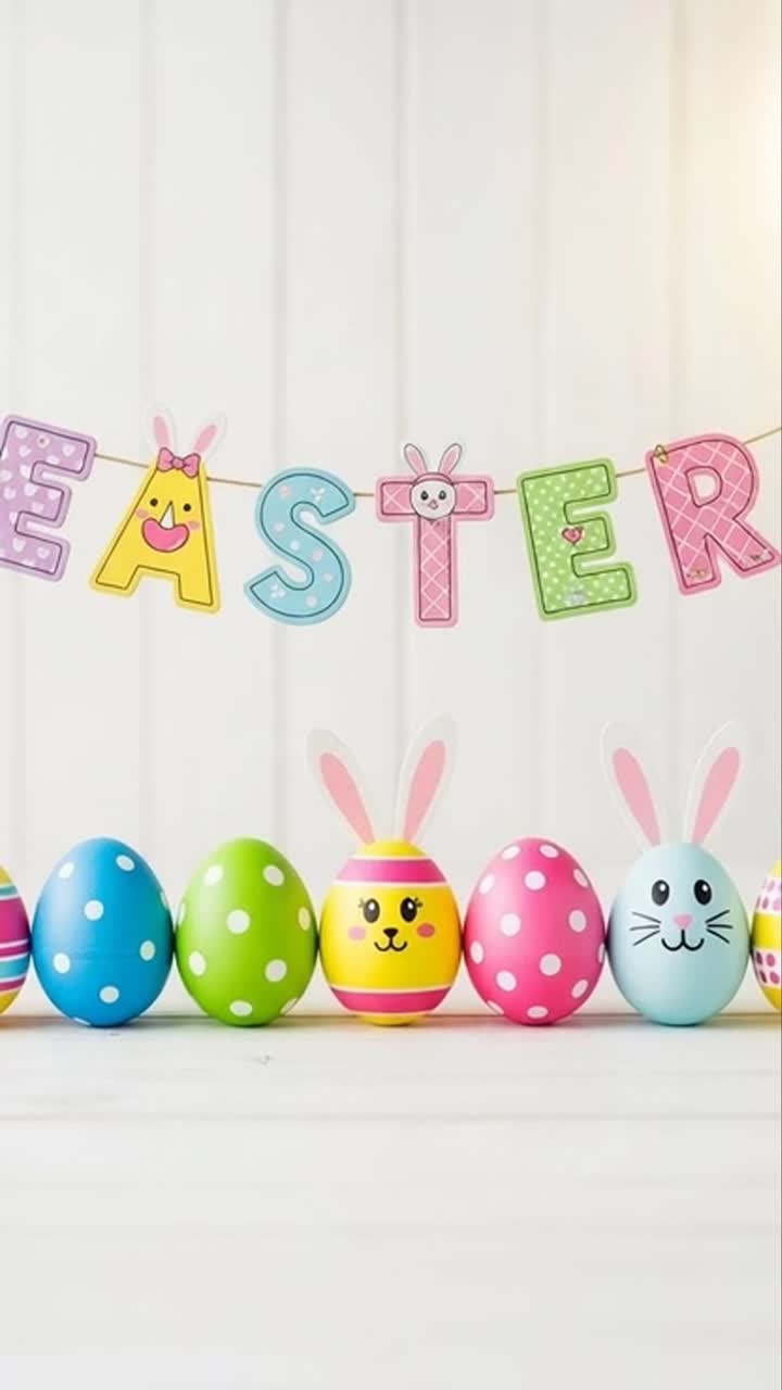Happy easter banner and colorful eggs celebration