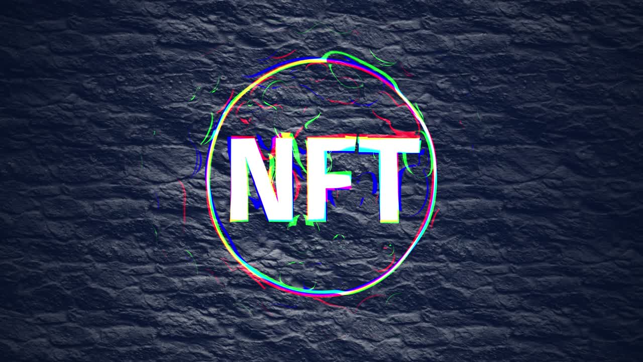 nft 벽 배경 디지털 아트 또는 암호 아트 스 비디오