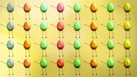 grupo de patrones repetidos huevos de pascua de baile multicolores de bucle sin costuras de fondo de vacaciones