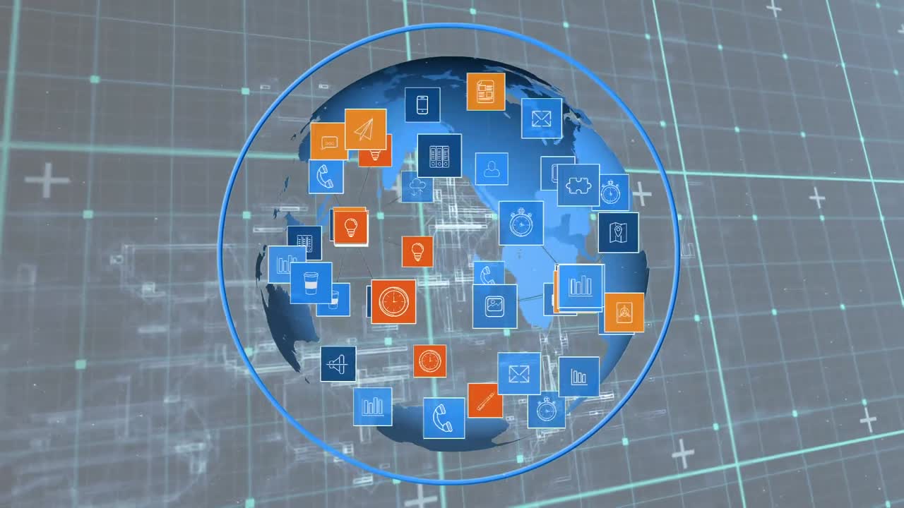 iconos de globos y aplicaciones digitales