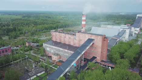 aerial view of an old industrial power plant