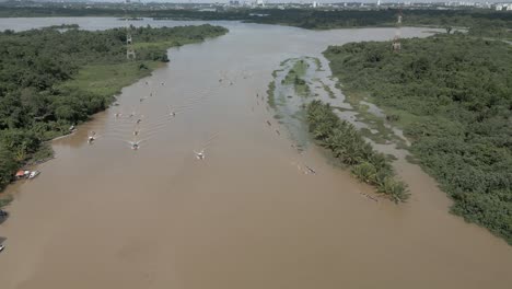 summer aerial  view sarawak fishing village kuching sarawak