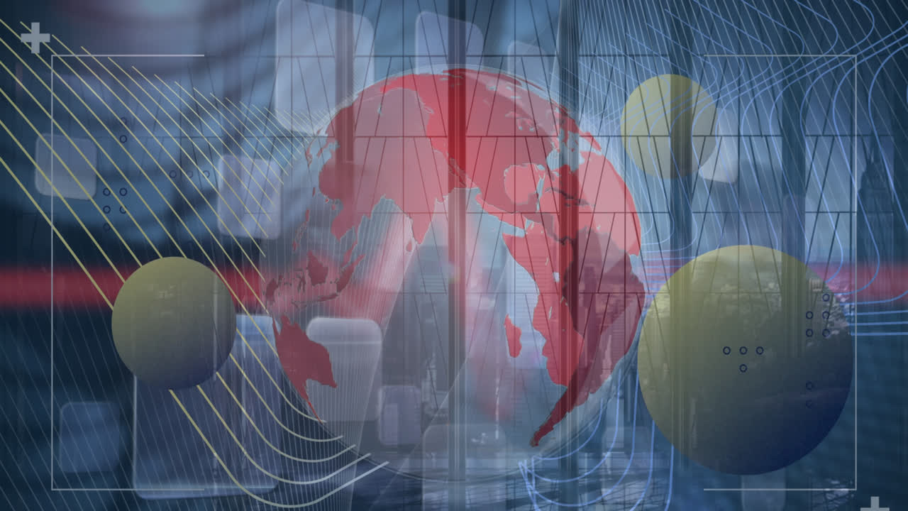 animación del globo sobre dos personas de negocios diversas