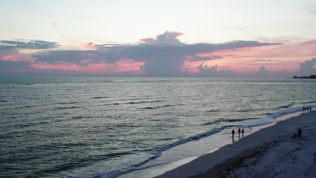 Beautiful Florida sunset in Sarasota. Forward moving over sand dunes. 60 fps
