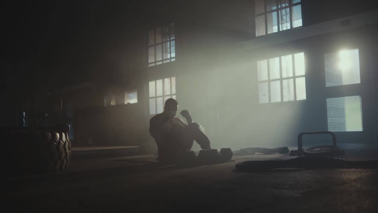Man resting after intense workout session