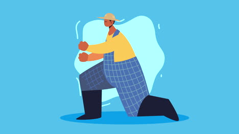 animación de personajes de trabajadores agrícolas masculinos